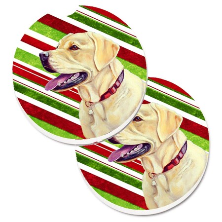 Carolines Treasures Labrador Candy Cane Holiday Christmas Set of 2 Cup Holder Car Coaster LH9248CARC